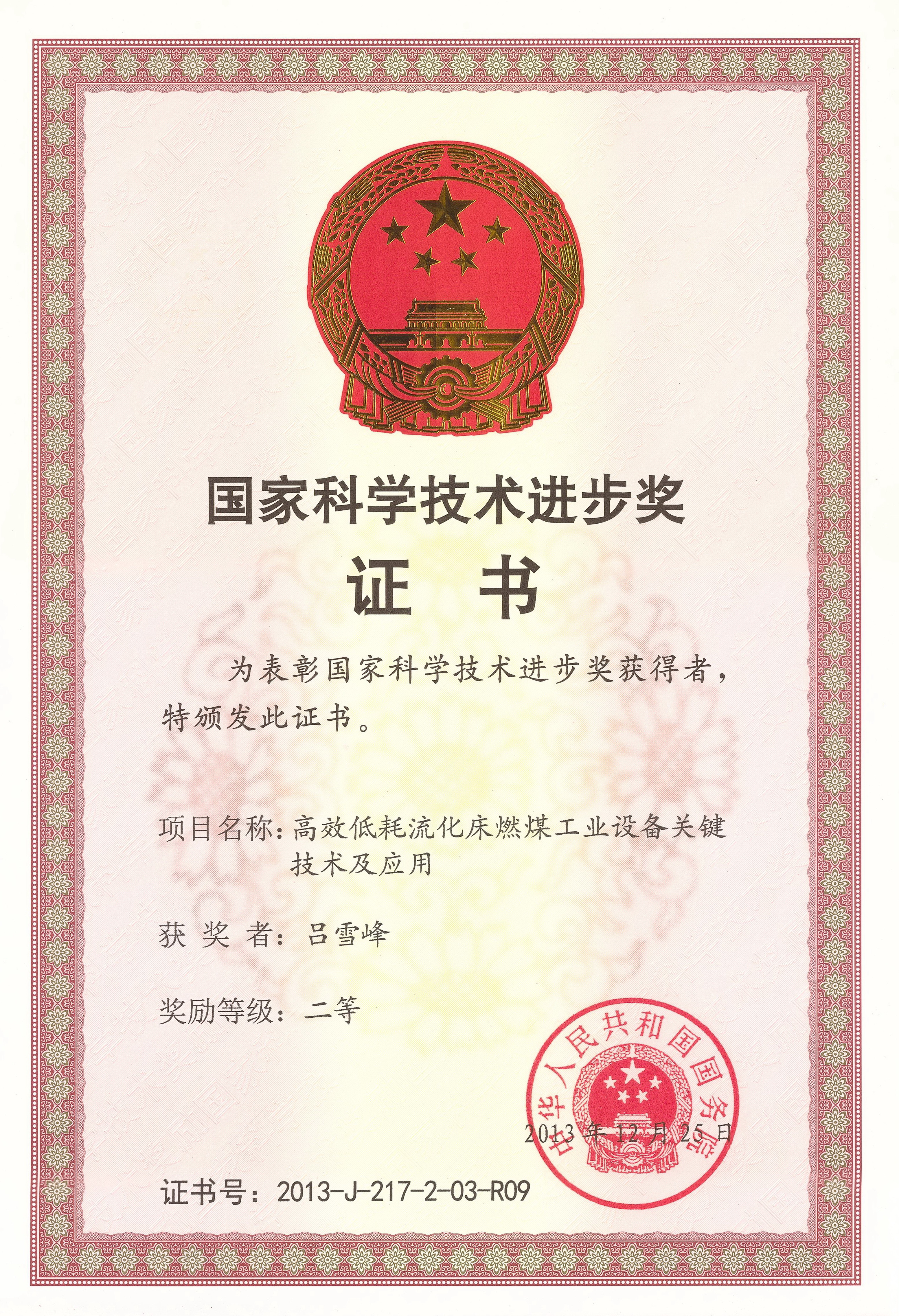 国家科学技术进步二等奖(吕总)